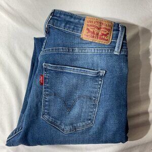 Levis Womens Blue Skinny Jeans Size 4 Mid-Rise Stretch Denim Classic Style